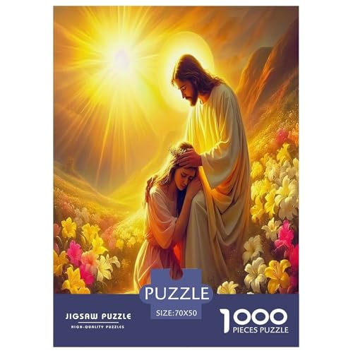 Jesus - Religion Puzzles für Erwachsene Kinder 1000 Teile Hoffnung und Liebe skurrile Herausforderung Spielzeug Lernspiel Heimdekoration für Lernspiele Geschenke 70x50cm/1000pcs von UYNSIXTME