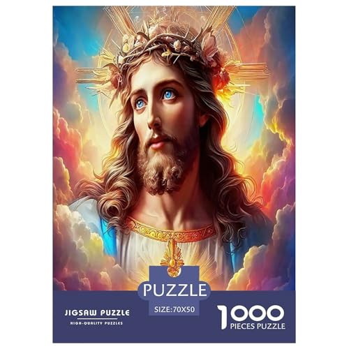 Jesus - Religion Puzzles für Erwachsene Kinder 1000 Teile Hoffnung und Liebe skurrile Herausforderung Spielzeug Lernspiel Heimdekoration für Lernspiele Geschenke 70x50cm/1000pcs von UYNSIXTME