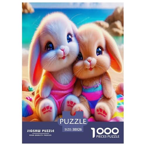 Kaninchen Puzzles 1000 Teile Schwer Puzzle Spielzeug Lernspiel Impossible Cartoon Tiere Herausforderungsspielzeug Für Erwachsene Und Kinder Ab 12 Jahren 38x26cm/1000pcs von UYNSIXTME