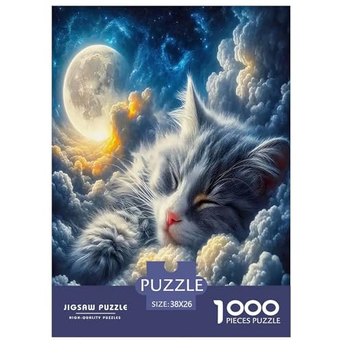 Katzen Puzzles 1000 Teile Schwer Puzzle Spielzeug Pädagogisches Spiel Impossible Cartoon Tiere Herausforderungsspielzeug Für Erwachsene Kinder 38x26cm/1000pcs von UYNSIXTME