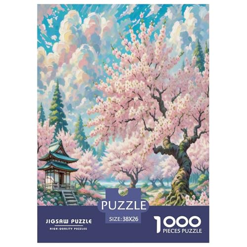 Kirschblüte Puzzle 1000-teilige Schwer Puzzle Spielzeug Pädagogisches Spiel Impossible Herausforderungsspielzeug Für Erwachsene Kinder 38x26cm/1000pcs von UYNSIXTME