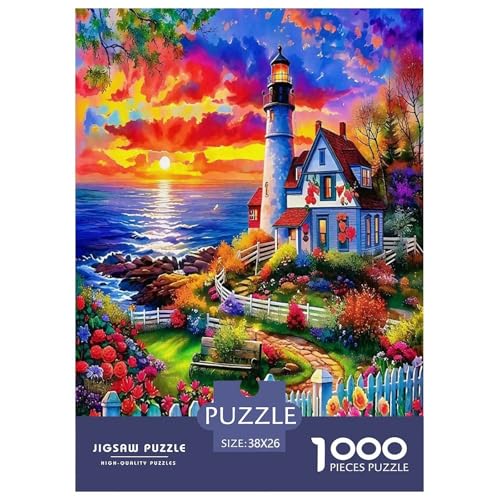 Leuchtturm Puzzle 1000 Teile Schwer Puzzle Spielzeug Lernspiel Impossible Wärme Farben Herausforderungsspielzeug Für Erwachsene Und Kinder in Bewährter 38x26cm/1000pcs von UYNSIXTME