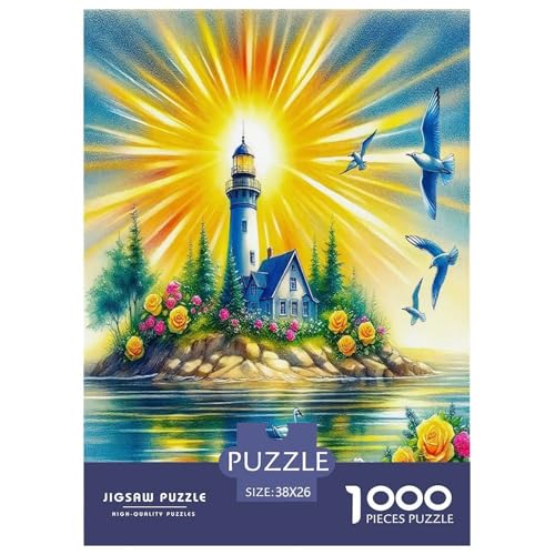 Leuchtturm Puzzle 1000 Teile Schwer Puzzle Spielzeug Lernspiel Impossible Wärme Farben Herausforderungsspielzeug Für Erwachsene Und Kinder in Bewährter 38x26cm/1000pcs von UYNSIXTME