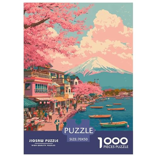 Mount Fuji in Japan Puzzle Puzzles für Erwachsene Kinder 1000 Teile Schöner Vulkan Skurrile Herausforderung Spielzeug Lernspiel Heimdekoration für Lernspiele Geschenke 70x50cm/1000pcs von UYNSIXTME