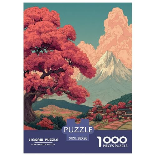 Mount Fuji in Japan Puzzle für Erwachsene Kinder 1000 Teile Schöner Vulkan Tolle Geschenke Herausforderung Spielzeug Lernspiel Heimdekoration für Lernspiele Geschenke 38 x 26 cm/1000 Stück von UYNSIXTME