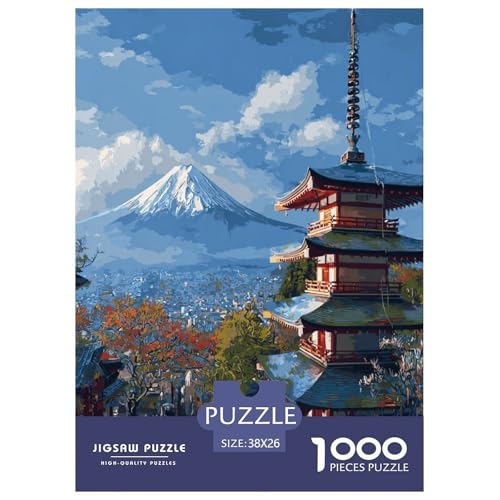 Mount Fuji in Japan Puzzles für Erwachsene Kinder 1000 Teile Schöner Vulkan Impossible Challenge Spielzeug Lernspiel Heimdekoration für Lernspiele Geschenke 38 x 26 cm/1000 Stück von UYNSIXTME
