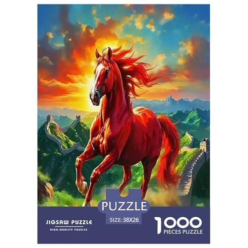 Pferde Puzzle 1000 Teile Schwer Puzzle Spielzeug Pädagogisches Spiel Impossible Cartoon Tiere Herausforderungsspielzeug Für Erwachsene Kinder 38x26cm/1000pcs von UYNSIXTME