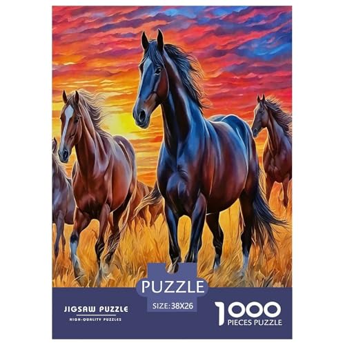 Pferde Puzzle 1000 Teile Schwer Puzzle Spielzeug Pädagogisches Spiel Impossible Cartoon Tiere Herausforderungsspielzeug Für Erwachsene Und Kinder Ab 12 Jahren 38x26cm/1000pcs von UYNSIXTME