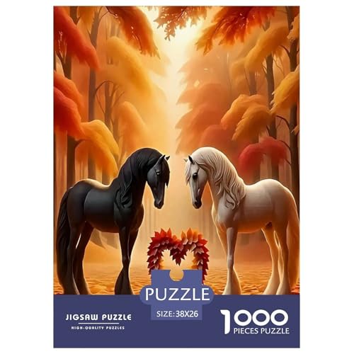 Pferde Puzzles 1000 Teile Schwer Puzzle Spielzeug Lernspiel Impossible Cartoon Tiere Herausforderungsspielzeug Für Erwachsene Und Kinder in Bewährter 38x26cm/1000pcs von UYNSIXTME