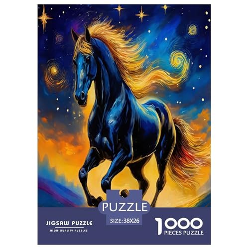 Pferde Puzzles 1000-teilige Schwer Puzzle Spielzeug Lernspiel Impossible Cartoon Tiere Herausforderungsspielzeug Für Erwachsene Und Kinder in Bewährter 38x26cm/1000pcs von UYNSIXTME