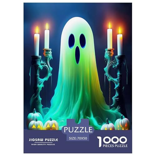 Phantom Kürbis Puzzle für Erwachsene Kinder 1000 Teile Halloween Skurrile Herausforderung Spielzeug Lernspiele Heimdekoration für Lernspiele Geschenke 70x50cm/1000pcs von UYNSIXTME