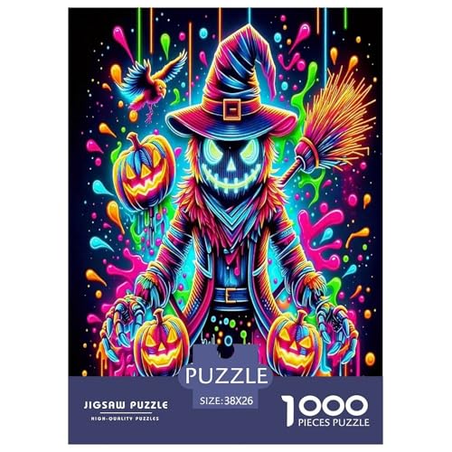 Phantom-Kürbis-Puzzles für Erwachsene und Kinder, 1000 Teile, Halloween, Impossible Challenge, Spielzeug, Lernspiel, Heimdekoration, für Erwachsene und Kinder ab 14 Jahren, 38 x 26 cm, 1000 Stück von UYNSIXTME