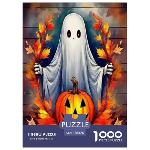 Phantom Pumpkin Puzzle Puzzles für Erwachsene Kinder 1000 Teile Halloween Impossible Challenge Spielzeug Lernspiele Heimdekoration für Lernspiele Geschenke 38 x 26 cm/1000 Stück von UYNSIXTME