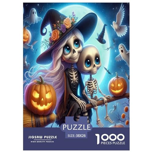 Phantom Pumpkin Puzzle Puzzles für Erwachsene Kinder 1000 Teile Halloween Skurrile Herausforderung Spielzeug Lernspiel Heimdekoration für Lernspiele Geschenke 38 x 26 cm/1000 Stück von UYNSIXTME