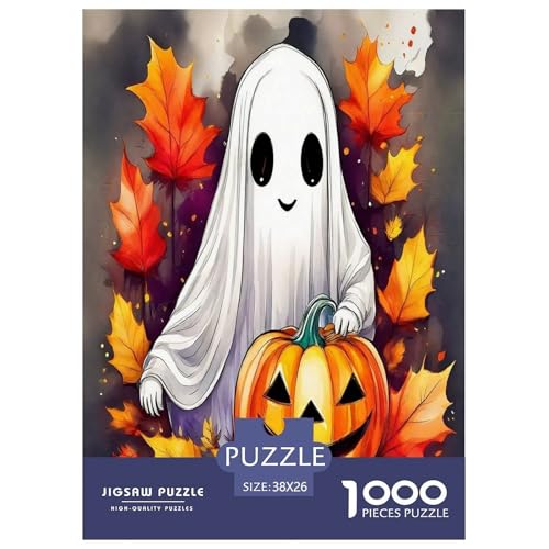 Phantom Pumpkin Puzzle Puzzles für Erwachsene Kinder 1000 Teile Halloween Skurrile Herausforderung Spielzeug Lernspiele Heimdekoration für Lernspiele Geschenke 38 x 26 cm/1000 Stück von UYNSIXTME