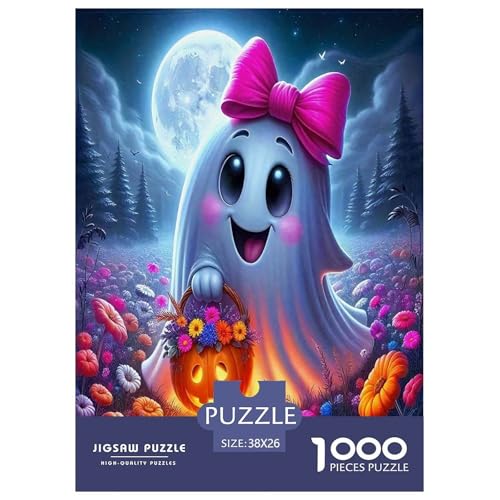 Phantom Pumpkin Puzzle Puzzles für Erwachsene Kinder 1000 Teile Halloween Tolle Geschenke Herausforderung Spielzeug Lernspiel Heimdekoration für Lernspiele Geschenke 38 x 26 cm/1000 Stück von UYNSIXTME