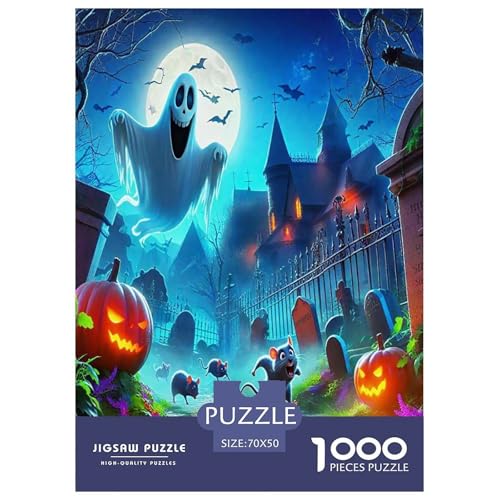 Phantom Pumpkin Puzzle Puzzles für Erwachsene Kinder 1000 Teile Halloween Tolle Geschenke Herausforderung Spielzeug Lernspiele Heimdekoration für Lernspiele Geschenke 70x50cm/1000pcs von UYNSIXTME