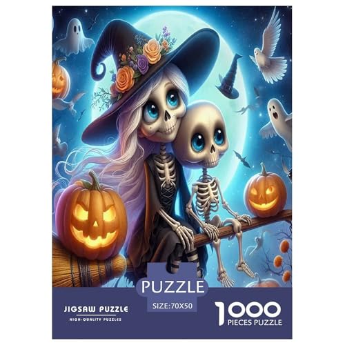 Phantom Pumpkin Puzzle Puzzles für Erwachsene Kinder 1000 Teile Halloween skurrile Herausforderung Spielzeug Lernspiel Heimdekoration für Lernspiele Geschenke 70x50cm/1000pcs von UYNSIXTME