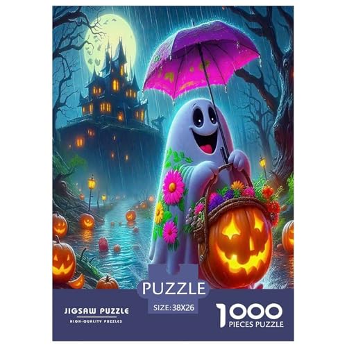 Phantom Pumpkin Puzzle für Erwachsene Kinder 1000 Teile Halloween Impossible Challenge Spielzeug Lernspiele Heimdekoration für Lernspiele Geschenke 38 x 26 cm/1000 Stück von UYNSIXTME
