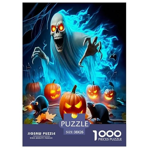 Phantom Pumpkin Puzzle für Erwachsene Kinder 1000 Teile Halloween Skurrile Herausforderung Spielzeug Lernspiel Heimdekoration für Lernspiele Geschenke 38 x 26 cm/1000 Stück von UYNSIXTME