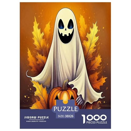 Phantom Pumpkin Puzzle für Erwachsene Kinder 1000 Teile Halloween Skurrile Herausforderung Spielzeug Lernspiel Heimdekoration für Lernspiele Geschenke 38 x 26 cm/1000 Stück von UYNSIXTME