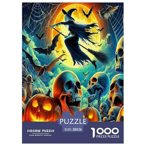 Phantom Pumpkin Puzzle für Erwachsene Kinder 1000 Teile Halloween Skurrile Herausforderung Spielzeug Lernspiel Heimdekoration für Lernspiele Geschenke 38 x 26 cm/1000 Stück von UYNSIXTME