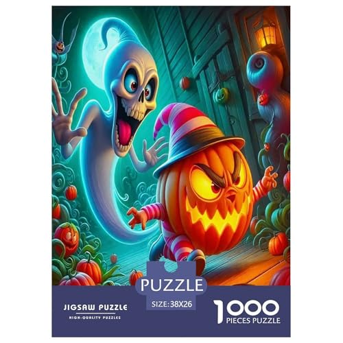 Phantom Pumpkin Puzzle für Erwachsene Kinder 1000 Teile Halloween Skurrile Herausforderung Spielzeug Lernspiele Heimdekoration für Lernspiele Geschenke 38 x 26 cm/1000 Stück von UYNSIXTME