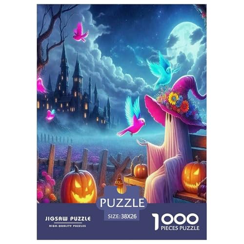 Phantom Pumpkin Puzzle für Erwachsene Kinder 1000 Teile Halloween Tolle Geschenke Herausforderung Spielzeug Lernspiel Heimdekoration für Lernspiele Geschenke 38 x 26 cm/1000 Stück von UYNSIXTME