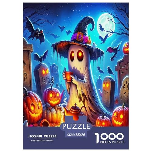 Phantom Pumpkin Puzzle für Erwachsene Kinder 1000 Teile Halloween Tolle Geschenke Herausforderung Spielzeug Lernspiele Heimdekoration für Lernspiele Geschenke 38 x 26 cm/1000 Stück von UYNSIXTME
