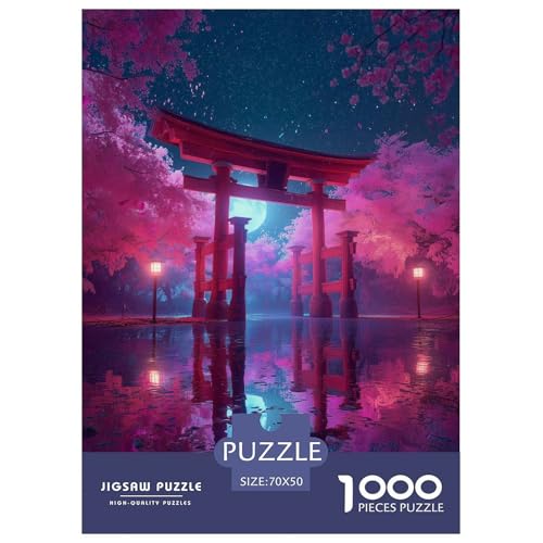 Romantische Kirschblüten-Puzzles für Erwachsene und Kinder, 1000 Teile, Japan, tolle Geschenke, Herausforderung, Spielzeug, Lernspiel, Heimdekoration, für Lernspiele, Geschenke, 70 x 50 cm, 1000 Stück von UYNSIXTME