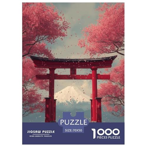 Romantische Kirschblüten-Puzzles für Erwachsene und Kinder, 1000 Teile Japan, skurrile Herausforderung, Spielzeug, Lernspiele, Heimdekoration, für Lernspiele, Geschenke, 70 x 50 cm/1000 Stück von UYNSIXTME