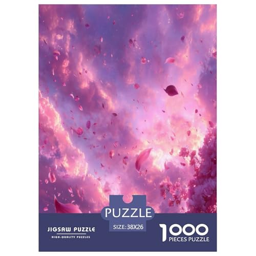 Romantische Kirschblüten-Puzzles für Erwachsene und Kinder, 1000 Teile Japan Impossible Challenge, Spielzeug, Lernspiele, Heimdekoration, für Lernspiele, Geschenke, 38 x 26 cm/1000 Stück von UYNSIXTME