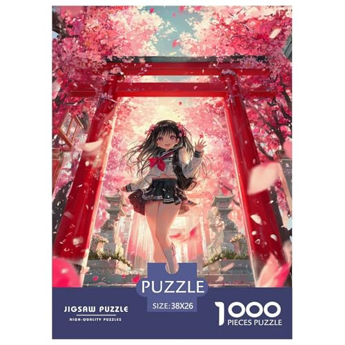 Romantische Kirschblüten-Puzzles für Erwachsene und Kinder, 1000 Teile Japan Impossible Challenge, Spielzeug, Lernspiele, Heimdekoration, für Lernspiele, Geschenke, 38 x 26 cm/1000 Stück von UYNSIXTME
