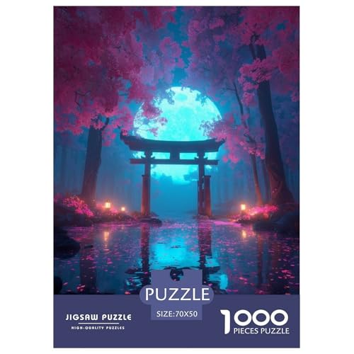 Romantische Kirschblüten-Puzzles für Erwachsene und Kinder, 1000 Teile Japan Impossible Challenge Spielzeug, Lernspiel, Heimdekoration für Lernspiele, Geschenke, 70 x 50 cm/1000 Stück von UYNSIXTME