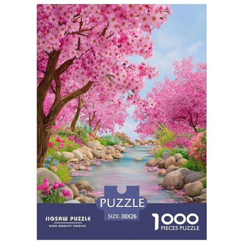Romantische Kirschblüten-Puzzles für Erwachsene und Kinder, 1000 Teile Japan skurrile Herausforderung Spielzeug Lernspiel Heimdekoration für Lernspiele Geschenke 38 x 26 cm/1000 Stück von UYNSIXTME