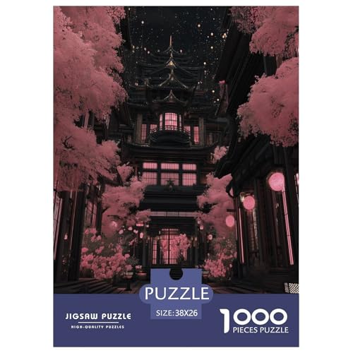 Romantische Kirschblüten-Puzzles für Erwachsene und Kinder, 1000 Teile Japan skurrile Herausforderung Spielzeug Lernspiele Heimdekoration für Lernspiele Geschenke 38 x 26 cm/1000 Stück von UYNSIXTME