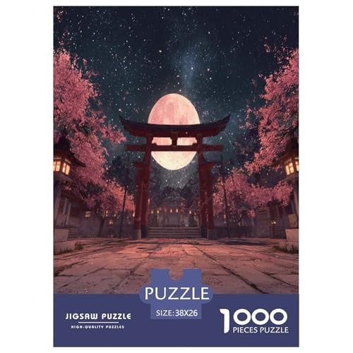 Romantisches Kirschblüten-Puzzle, Puzzle für Erwachsene und Kinder, 1000 Teile Japan Impossible Challenge Spielzeug, Lernspiel, Heimdekoration, für Lernspiele, Geschenke, 38 x 26 cm/1000 Stück von UYNSIXTME