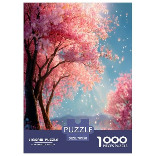 Romantisches Kirschblüten-Puzzle für Erwachsene und Kinder, 1000 Teile Japan Impossible Challenge Spielzeug, Lernspiel, Heimdekoration für Lernspiele, Geschenke, 70 x 50 cm/1000 Stück von UYNSIXTME