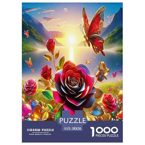 Rose Puzzle 1000-teilige Schwer Puzzle Spielzeug Pädagogisches Spiel Impossible Schöne Pflanzen Herausforderung Spielzeug Für Erwachsene Und Kinder in Bewährter 38x26cm/1000pcs von UYNSIXTME