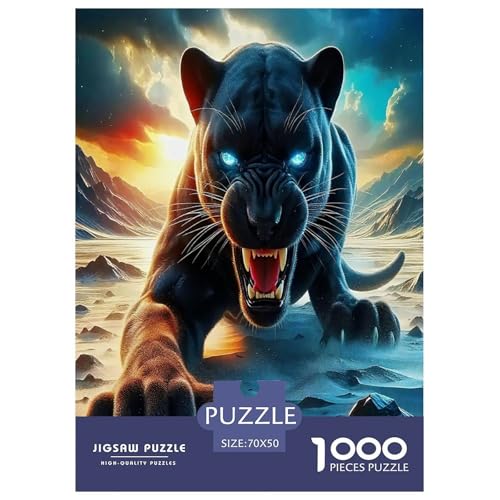 Schwarzer Panther Puzzle 1000 Teile Schwer Puzzle Spielzeug Pädagogisches Spiel Impossible Cartoon Tierfarbe Herausforderungsspielzeug Für Erwachsene Und Kinder in Bewährter 70x50cm/1000pcs von UYNSIXTME