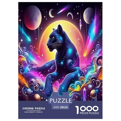 Schwarzer Panther Puzzles 1000 Teile Schwer Puzzle Spielzeug Pädagogisches Spiel Impossible Cartoon Tierfarbe Herausforderung Spielzeug Für Erwachsene Kinder 38x26cm/1000pcs von UYNSIXTME