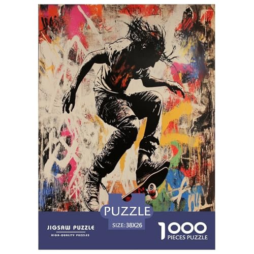 Skateboarding Puzzle 1000 Teile Schwer Puzzle Spielzeug Lernspiel Impossible Herausforderungsspielzeug Für Erwachsene Und Kinder Ab 14 Jahren 38x26cm/1000pcs von UYNSIXTME