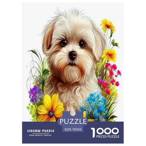 Süße Hunde Puzzle 1000-teilige Schwer Puzzle Spielzeug Lernspiel Impossible Herausforderung Spielzeug Für Erwachsene Kinder 70x50cm/1000pcs von UYNSIXTME