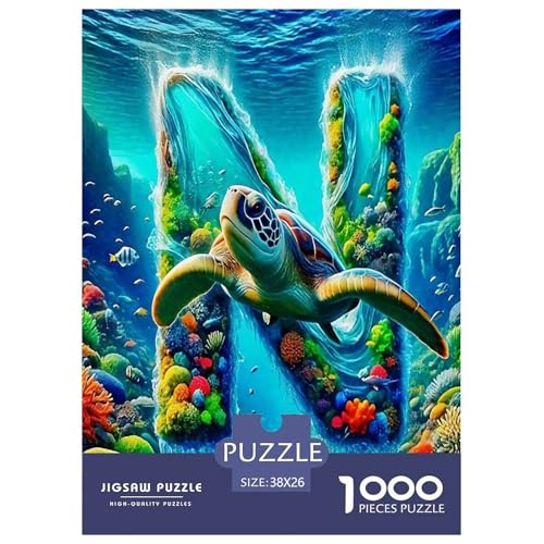 Süße Schildkröte Puzzles 1000 Teile Schwer Puzzle Spielzeug Lernspiel Impossible Meerestiere Herausforderung Spielzeug Für Erwachsene Und Kinder Ab 12 Jahren 38x26cm/1000pcs von UYNSIXTME