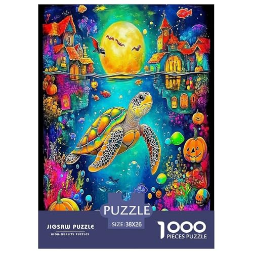 Süße Schildkröte Puzzles 1000 Teile Schwer Puzzle Spielzeug Pädagogisches Spiel Impossible Meerestiere Herausforderung Spielzeug Für Erwachsene Und Kinder in Bewährter 38x26cm/1000pcs von UYNSIXTME