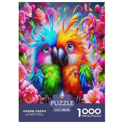 Süßer Papagei Puzzle 1000 Teile Schwer Puzzle Spielzeug Pädagogisches Spiel Impossible Bunte Cartoon Tiere Herausforderungsspielzeug Für Erwachsene Und Kinder Ab 14 Jahren 38x26cm/1000pcs von UYNSIXTME