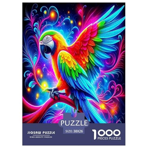 Süßer Papagei Puzzles 1000 Teile Schwer Puzzle Spielzeug Lernspiel Impossible Bunte Cartoon Tiere Herausforderungsspielzeug Für Erwachsene Und Kinder Ab 14 Jahren 38x26cm/1000pcs von UYNSIXTME