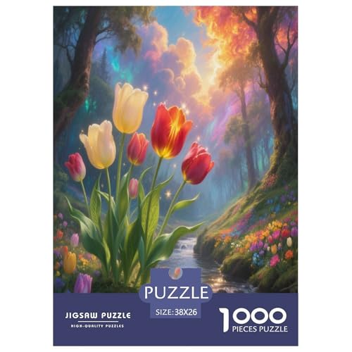 Tulpen Puzzle 1000 Teile Schwer Puzzle Spielzeug Lernspiel Impossible Herausforderungsspielzeug Für Erwachsene Kinder 38x26cm/1000pcs von UYNSIXTME