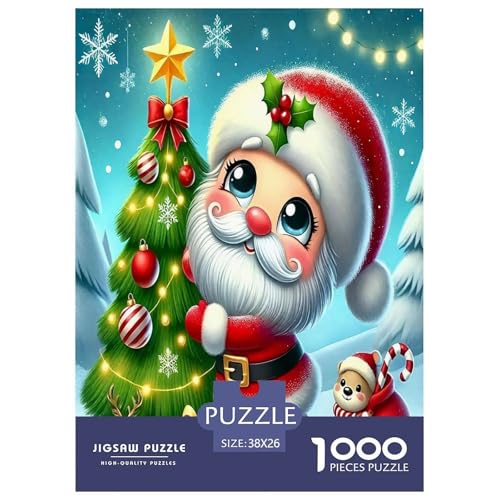 Weihnachtsmann-Puzzle für Erwachsene und Kinder, 1000 Teile, Weihnachten, Impossible Challenge Spielzeug, Lernspiele, Heimdekoration für Erwachsene und Kinder ab 14 Jahren, 38 x 26 cm, 1000 Stück von UYNSIXTME
