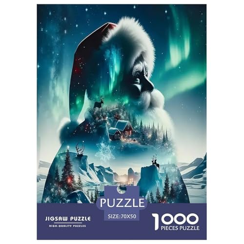 Weihnachtsmann-Puzzles Puzzle für Erwachsene Kinder, 1000 Teile Weihnachten Große Geschenke Herausforderung Spielzeug Lernspiel Heimdekoration für Lernspiele Geschenke 70x50cm/1000pcs von UYNSIXTME